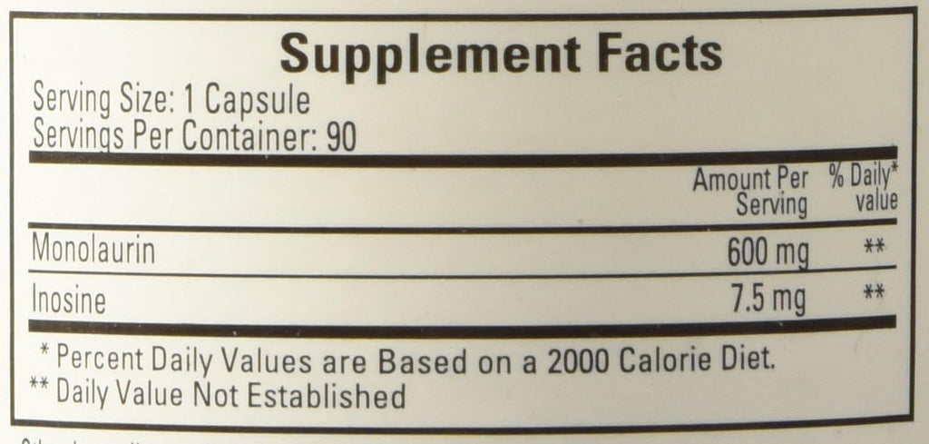 Monolaurin 600mg 90 Capsules F987