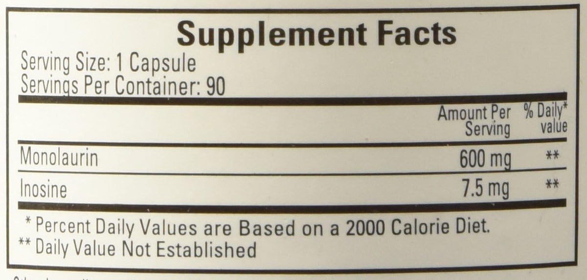 Monolaurin 600mg 90 Capsules F987