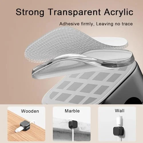 12 Pack Black Self Adhesive Magnetic Cable Clips Cord Organizer B7144
