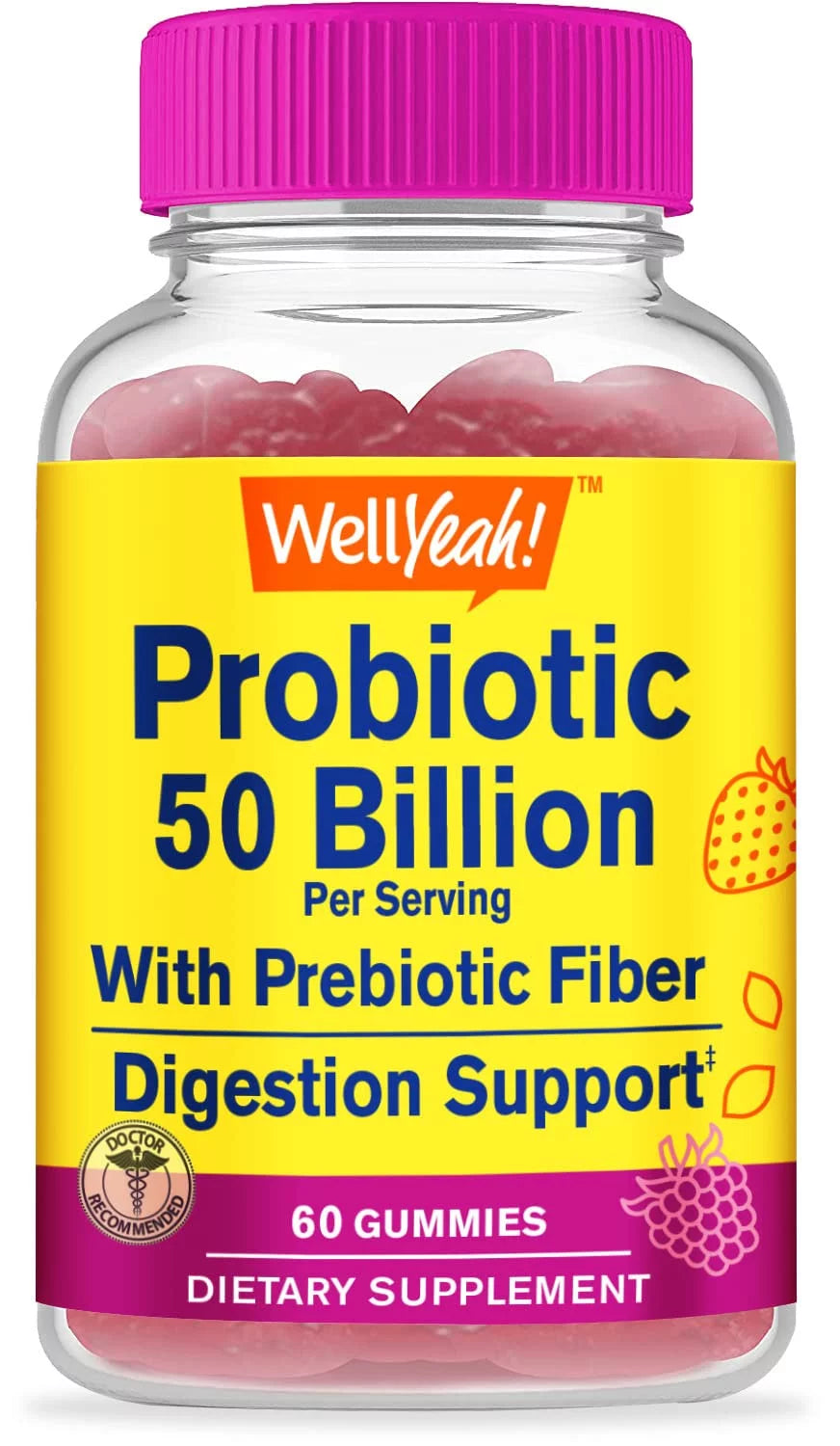 50 Billion Probiotics + Prebiotics Gummies with 12 Strains, 60 Gummies O86768