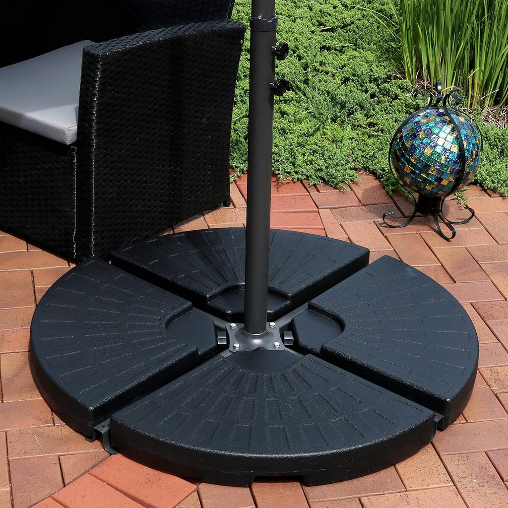 4-Piece Heavy-Duty Cantilever Offset Patio Umbrella Base Plates Black U344