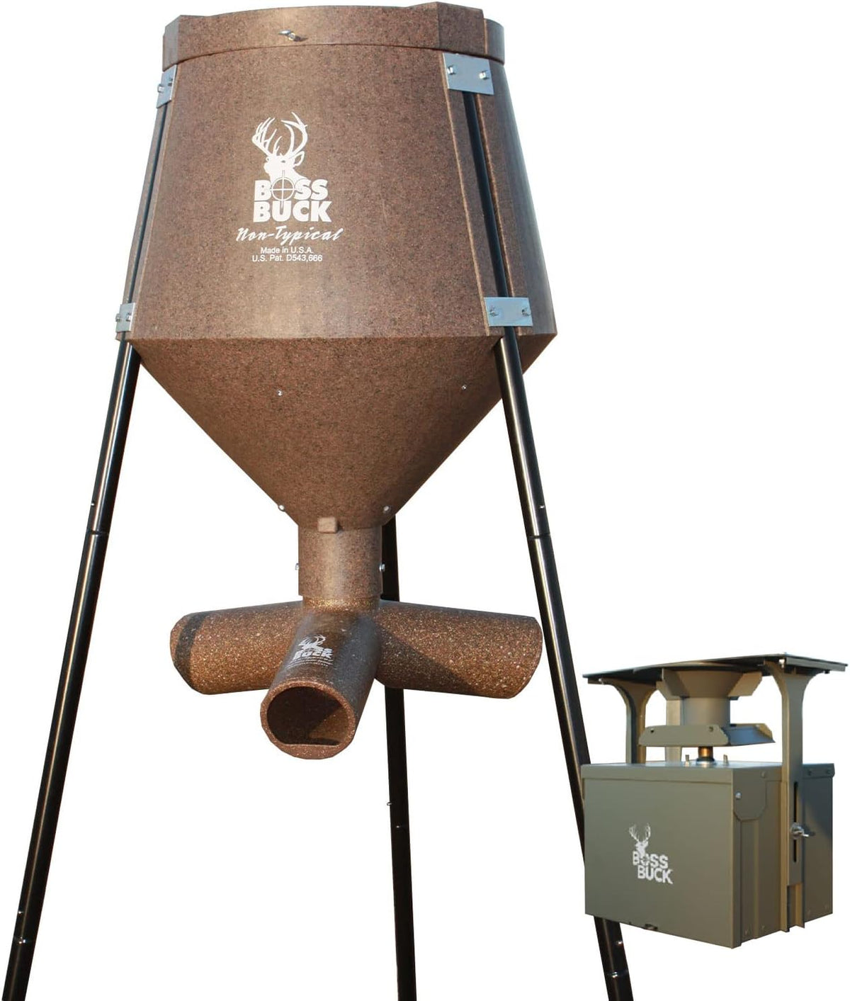 200 Pounds Heavy Duty 2 Step Deer Feeder Drum with Protein 3 Feed Tube E672