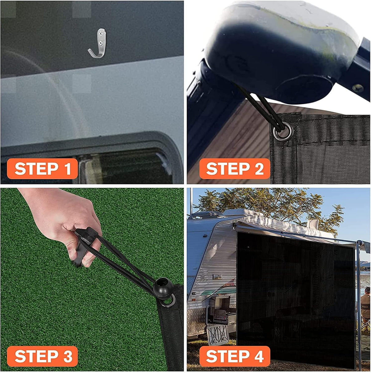 Black Mesh RV Awning Sunshade 15' x 9' I49201