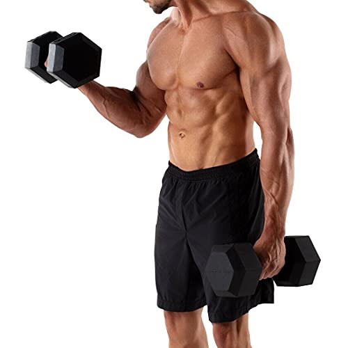 Rubber Coated Cast Iron Hex Dumbbell Free Weights T855