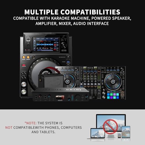 Rechargeable Wireless Microphone PA System - Dual UHF Metal Handheld Mics, Long Range 200ft Cordless Dynamic Mic Kit U77483