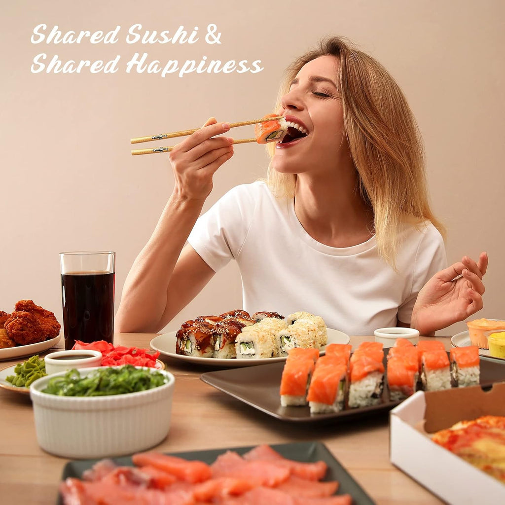 Bamboo Sushi Mat Sushi Making Kit with 2 Rolling Mats, 5 Pairs of Chopsticks, 1 Paddle, 1 Spreader P860092