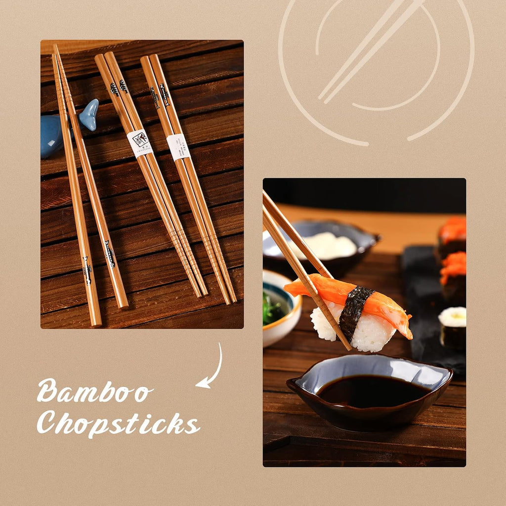 Bamboo Sushi Mat Sushi Making Kit with 2 Rolling Mats, 5 Pairs of Chopsticks, 1 Paddle, 1 Spreader P860092