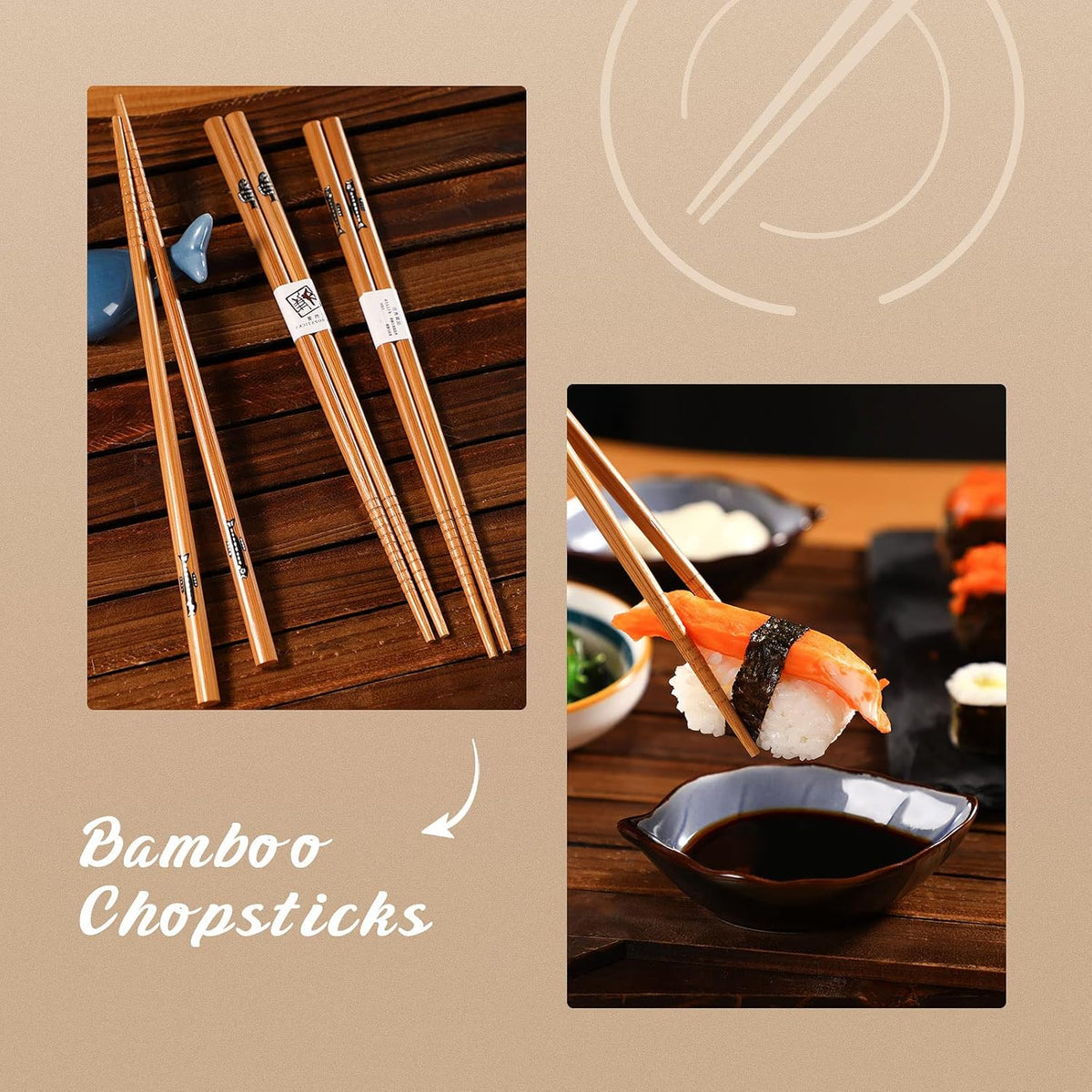 Bamboo Sushi Mat Sushi Making Kit with 2 Rolling Mats, 5 Pairs of Chopsticks, 1 Paddle, 1 Spreader P860092