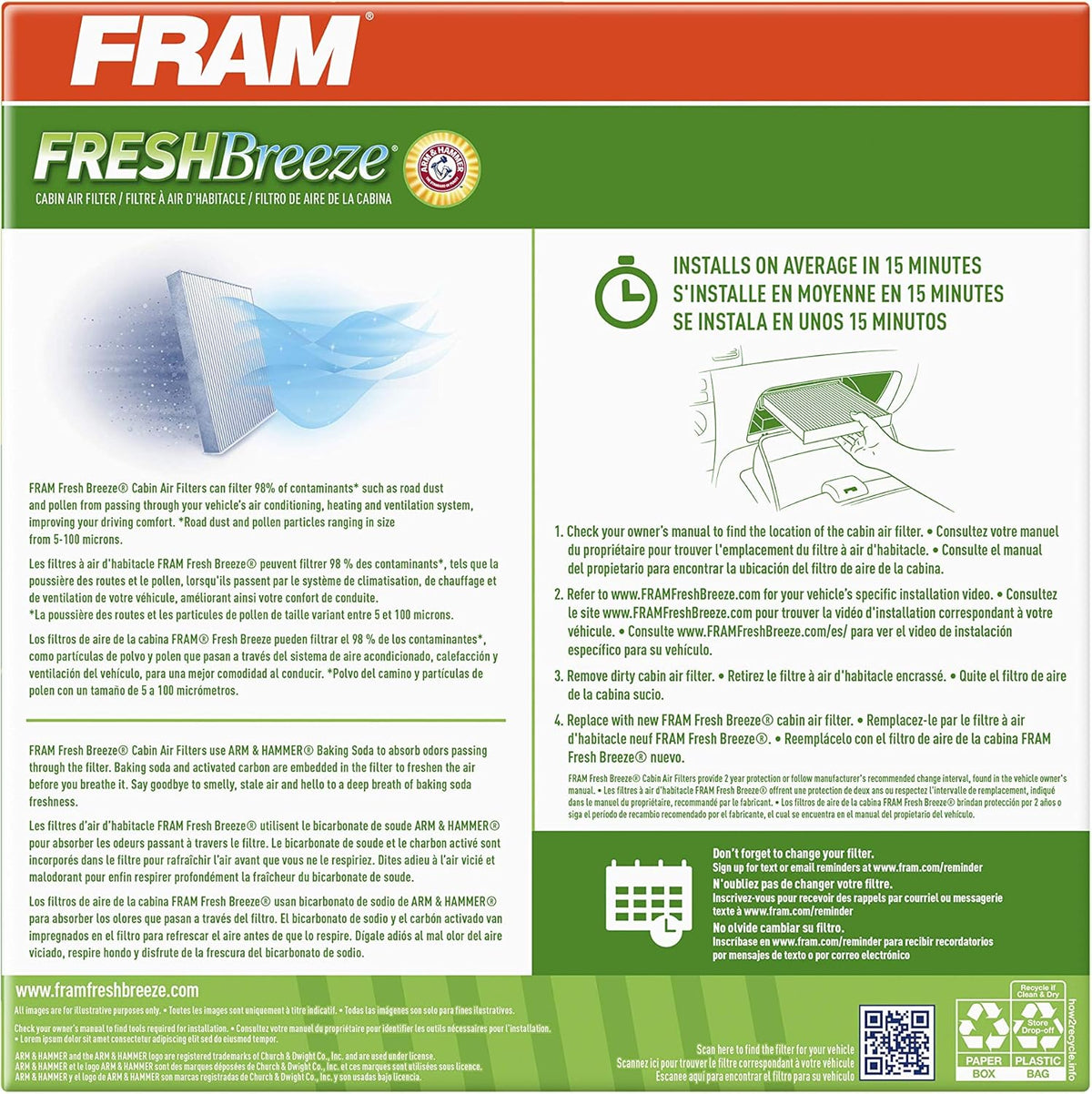 Cabin Air Filter with Arm and Hammer Baking Soda N375477