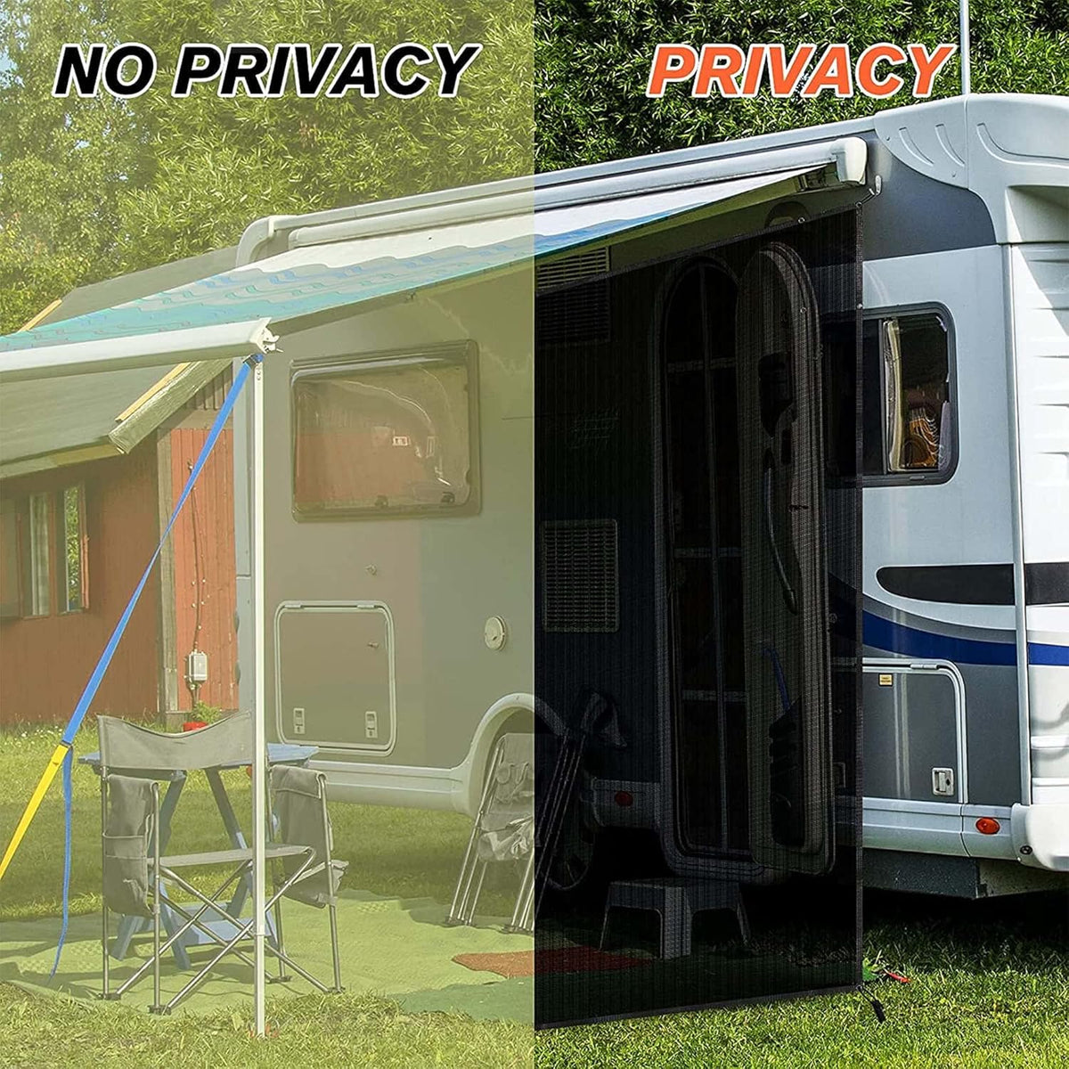Black Mesh RV Awning Sunshade 15' x 9' I49201