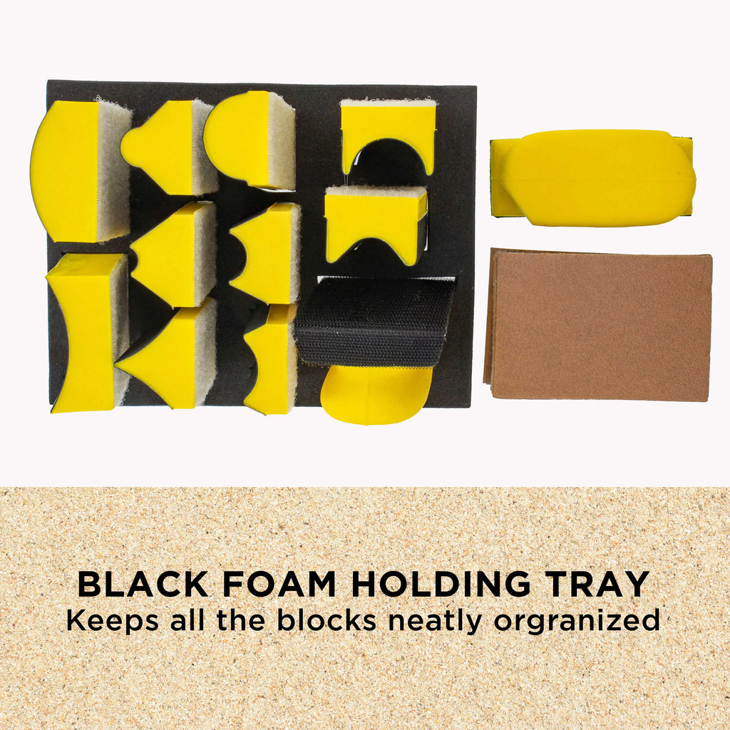 12-Piece Contoured Hand Sanding Block Set with 40 Sheet Hook & Loop Sandpaper Kit J519828