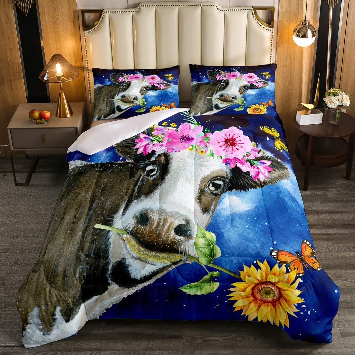 Queen Size Brown Wooden Comforter Set G29441