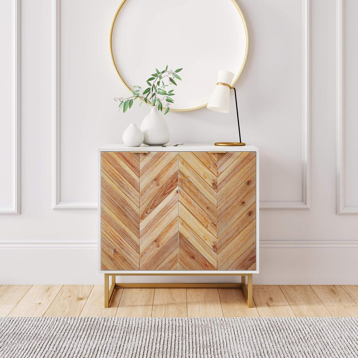 White Free Standing Accent Cabinet with Doors M968