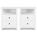 White Nightstands with Drawer Set of 2 Wood Bedside Tables A501000