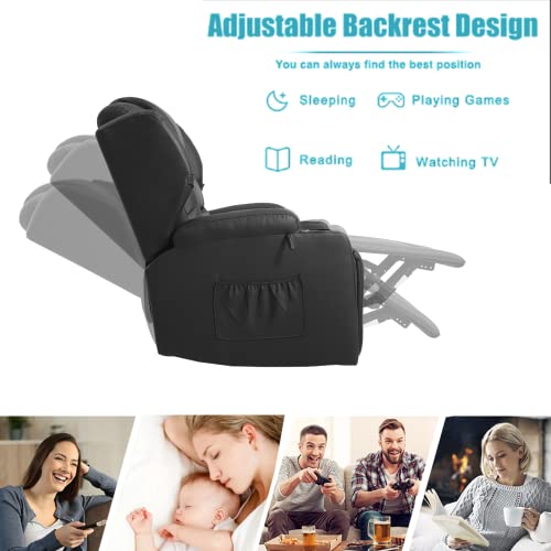 Swivel Rocker Recliner, Manual Glider Recliner Chairs, Upholstered Swivel Single Sofa Seat with Cup Holders, Side Pockets, Pillow Y538