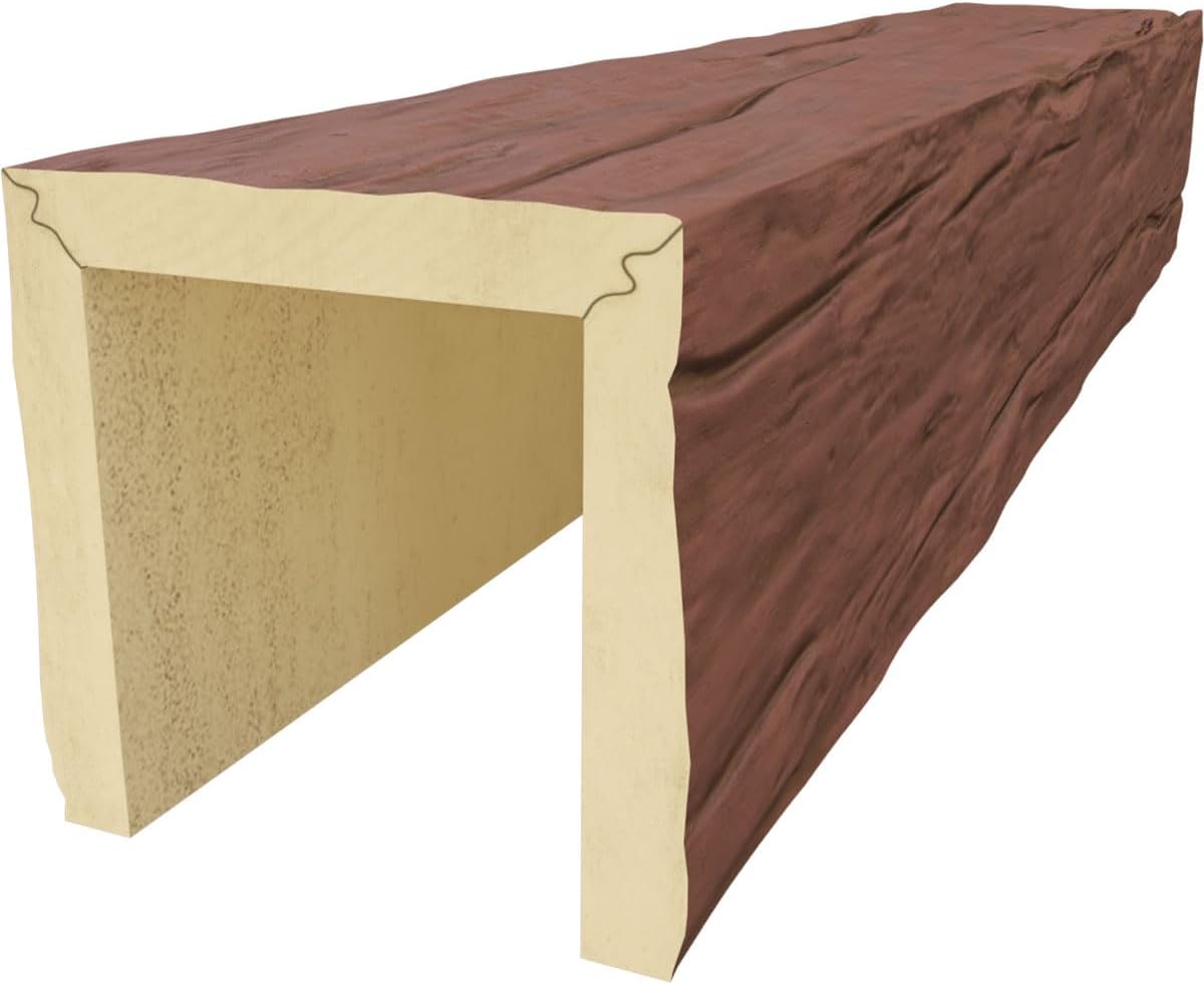 3-Sided Faux Wood Ceiling Beams, 8-in. W x 8-in. H x 8-ft. L, Redwood K1581