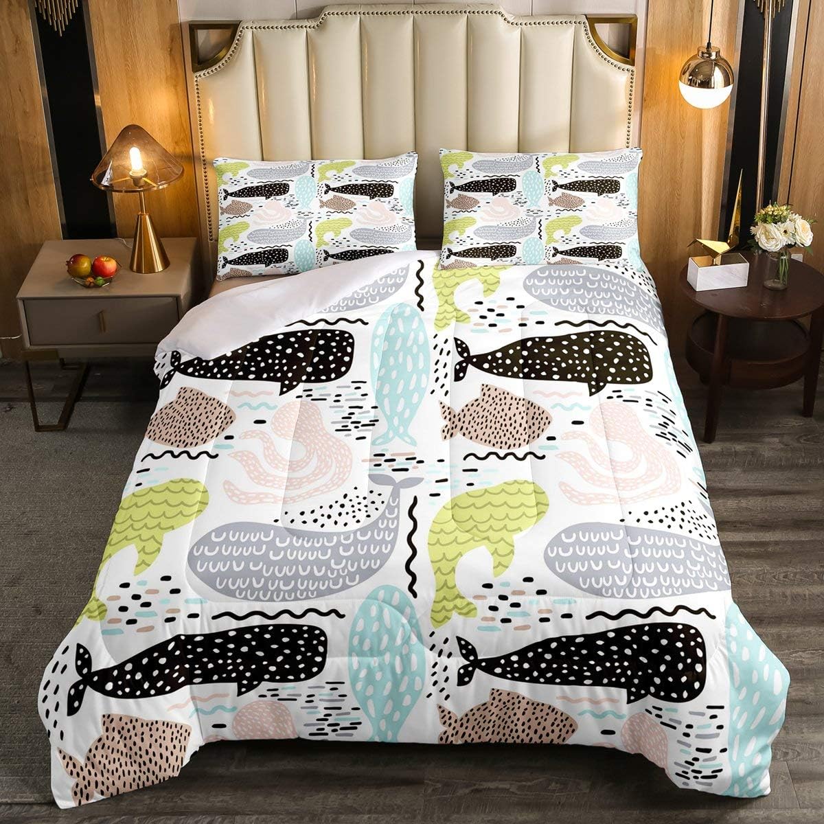 Queen Size Brown Wooden Comforter Set G29441