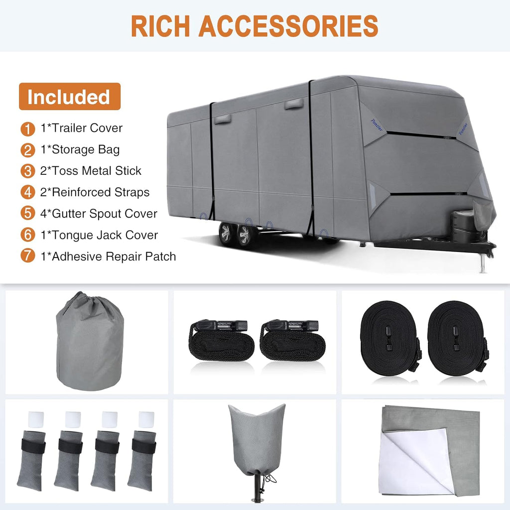 Heavy Duty 5 Layers RV Cover for 26'1 - 28' Motorhome with Gutter Spout Covers F1775
