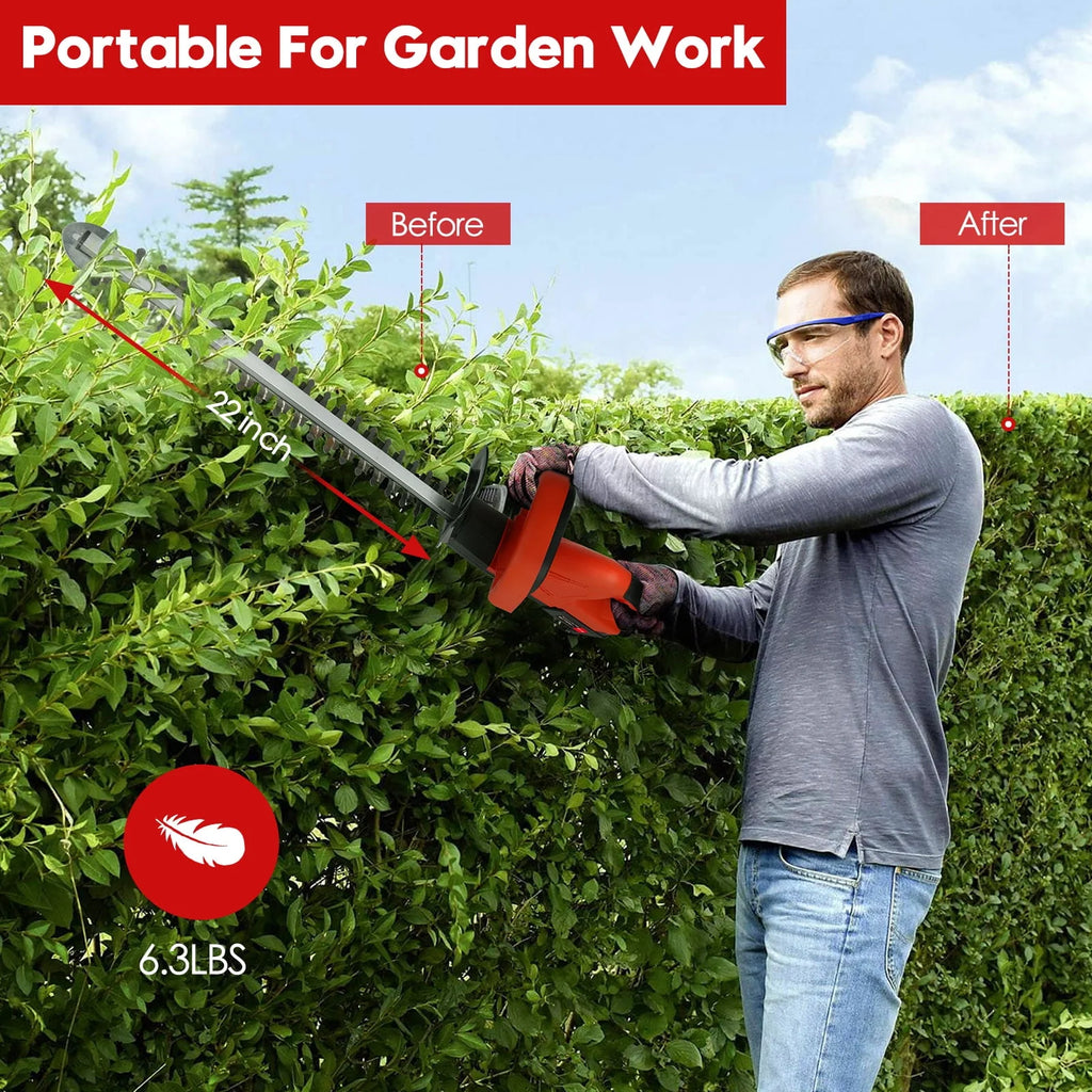 21V Cordless Electric Hedge Trimmer with Battery & Charger Y113773
