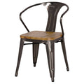 Gunmetal Gray Metal Arm Chair Set of 4 P9083