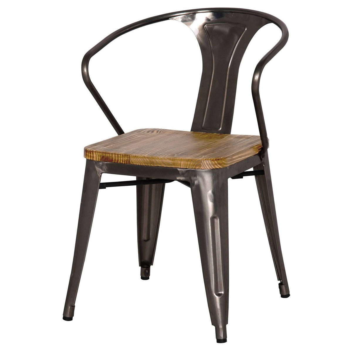 Gunmetal Gray Metal Arm Chair Set of 4 P9083