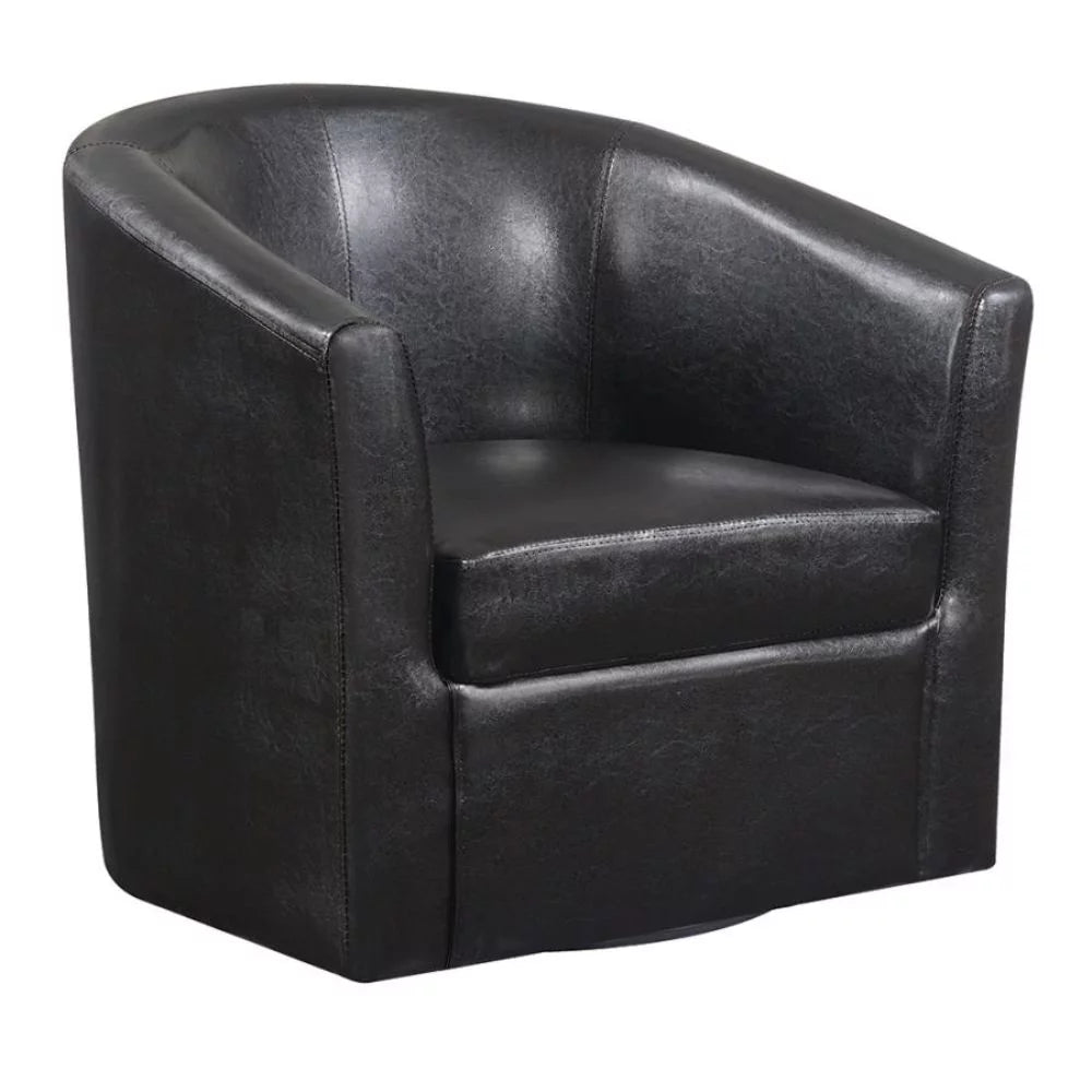 Dark Brown Upholstery Sloped Arm Swivel Accent Chair J706