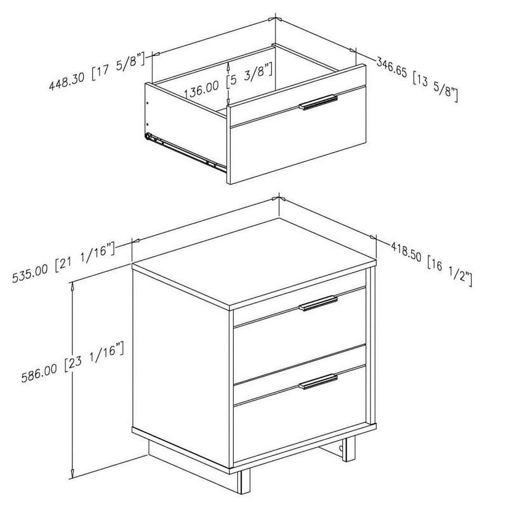 2 Piece 6 Drawer Dresser and 2 Drawer Nightstand Set Rustic Oak N295