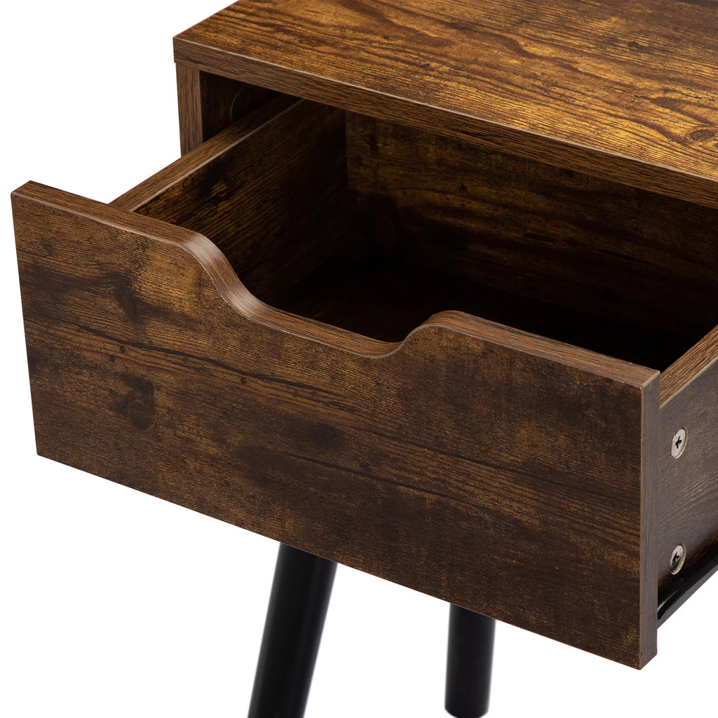 Set of 2 Nightstand Bedside Table with Drawer Storage F395
