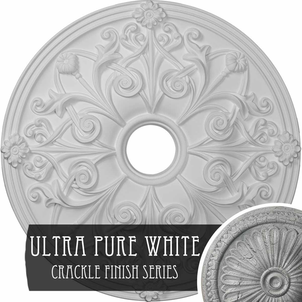 23 5/8x22OD x 3 7/8x22ID x 2 1/8x22P Hand-Painted Ultra Pure White Crack Ceiling Medallion B280529