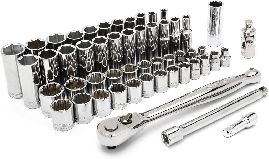 57 Pc 3/8" Drive 6 and 12 Point Standard & Deep SAE/Metric Mechanics Tool Set T31004