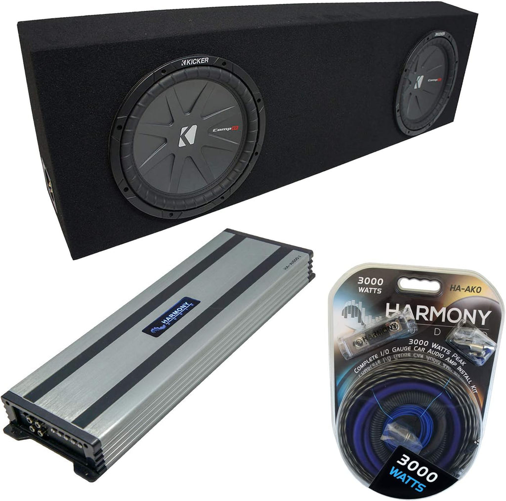 Dual 10 Black Sub Box Enclosure & Amp R1647