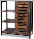 Rustic Brown Bathroom Storage Cabinet with 3 Open Shelves and Closed Compartments I8908