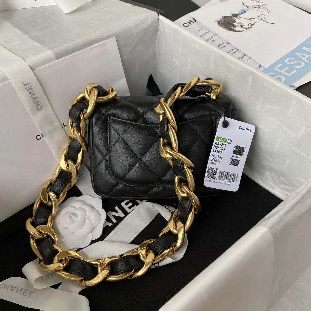 Black Mini Flap Shoulder and Crossbody Bag E526358