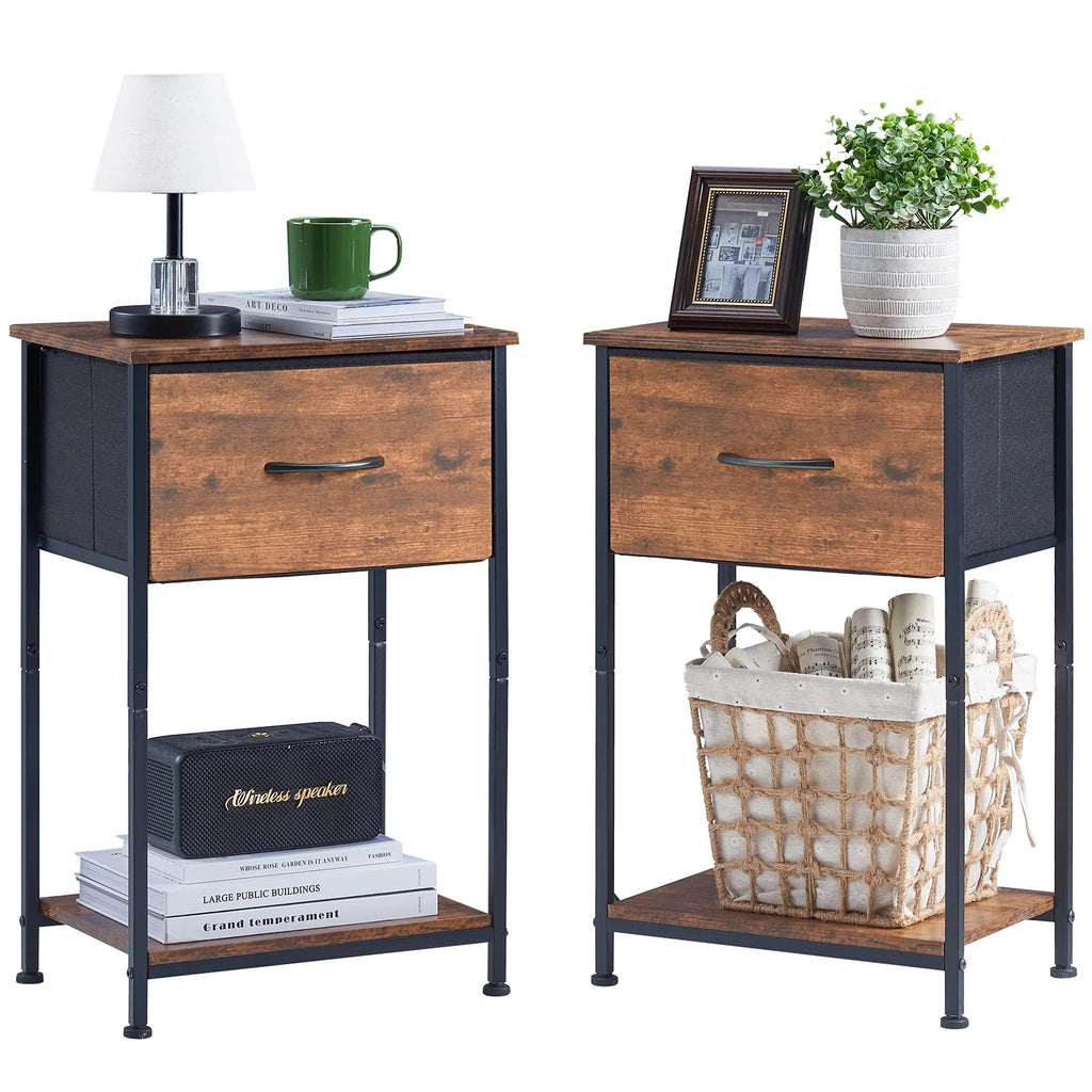 Small Nightstand with Drawer and Storage Shelf I6829