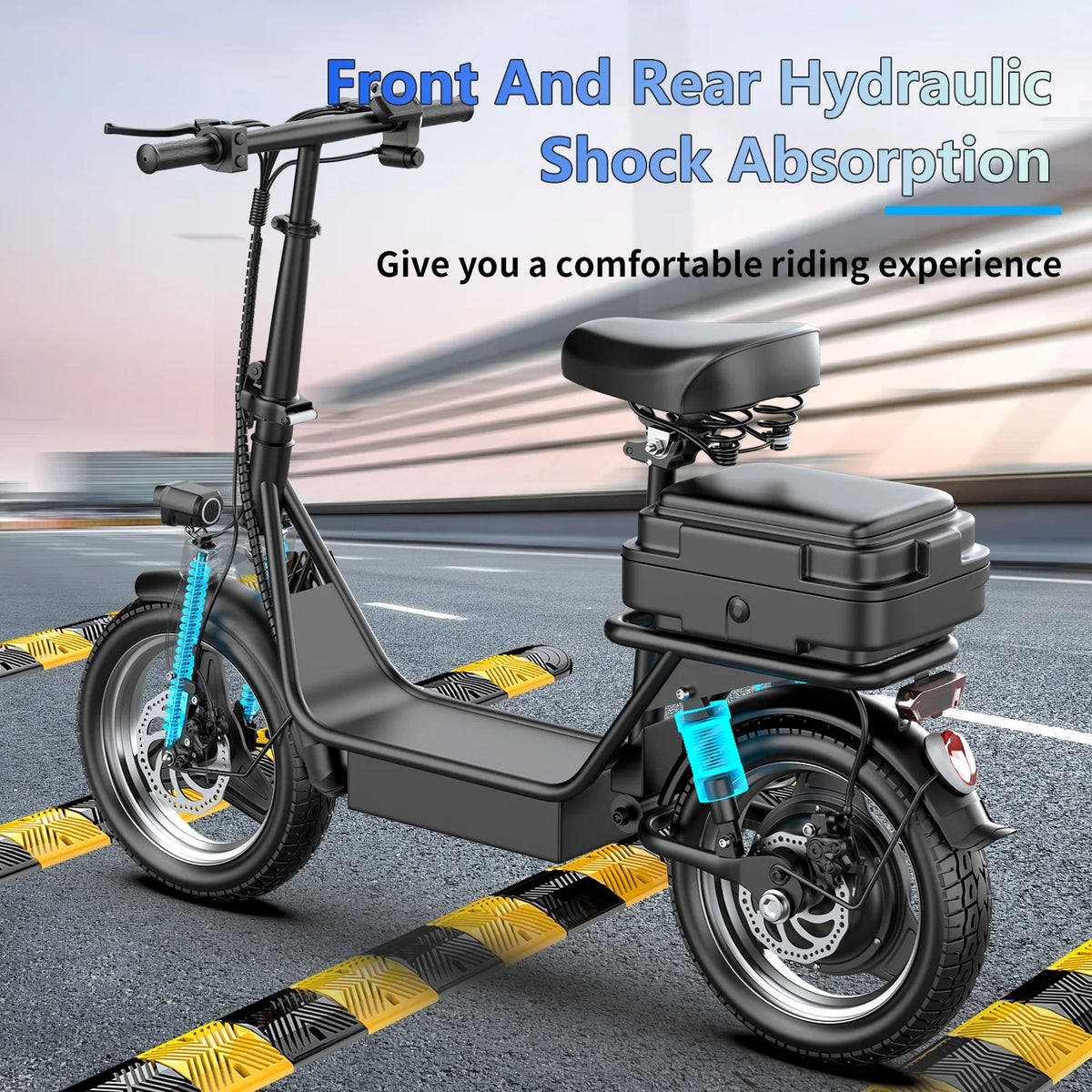14" Tires 20MPH 25Miles Electric Scooter with Seat & Basket M112131