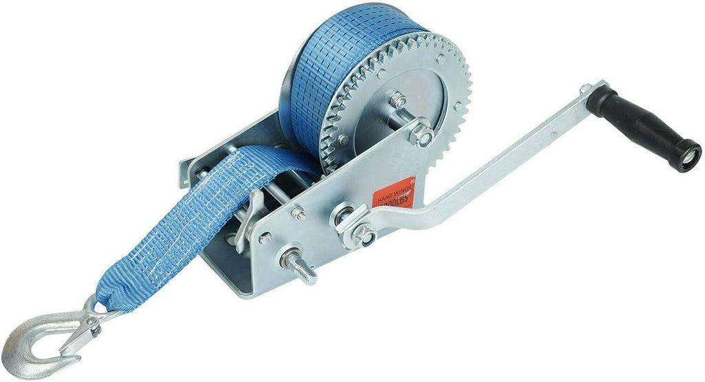 3200lbs Hand Crank Gear Winch Polyester Strap Pack of 2 K629
