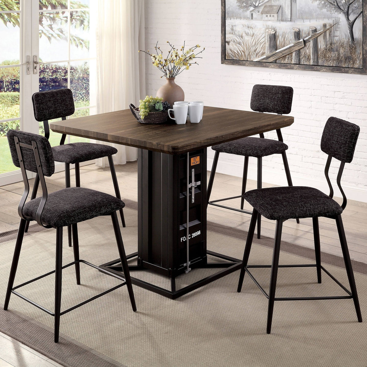 Industrial Walnut Wood Counter Height Table A518502