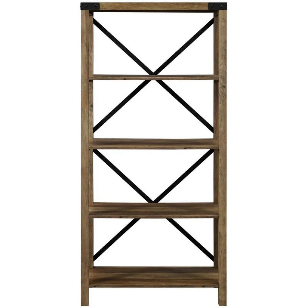 2 Piece Set with 58" TV Stand and Bookcase in Rustic Oak I46432