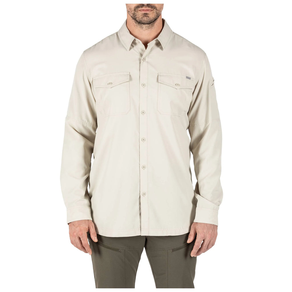 Volcanic Col Men's Long Sleeve Button-Down Shirt, 2 Chest Pockets, 100% Polyester, Regular Fit O477