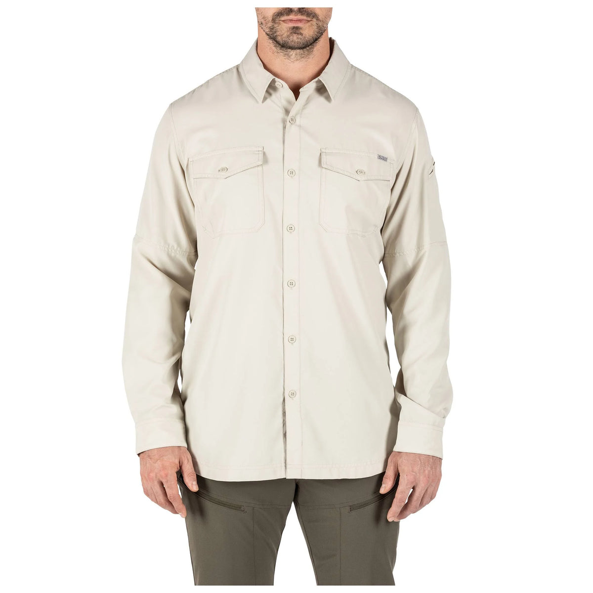 Volcanic Col Men's Long Sleeve Button-Down Shirt, 2 Chest Pockets, 100% Polyester, Regular Fit O477