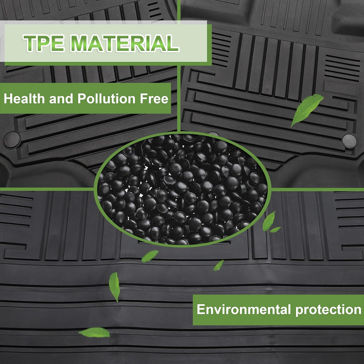 Black TPE All Weather Floor Mats, Full Set of Front and Rear T69121