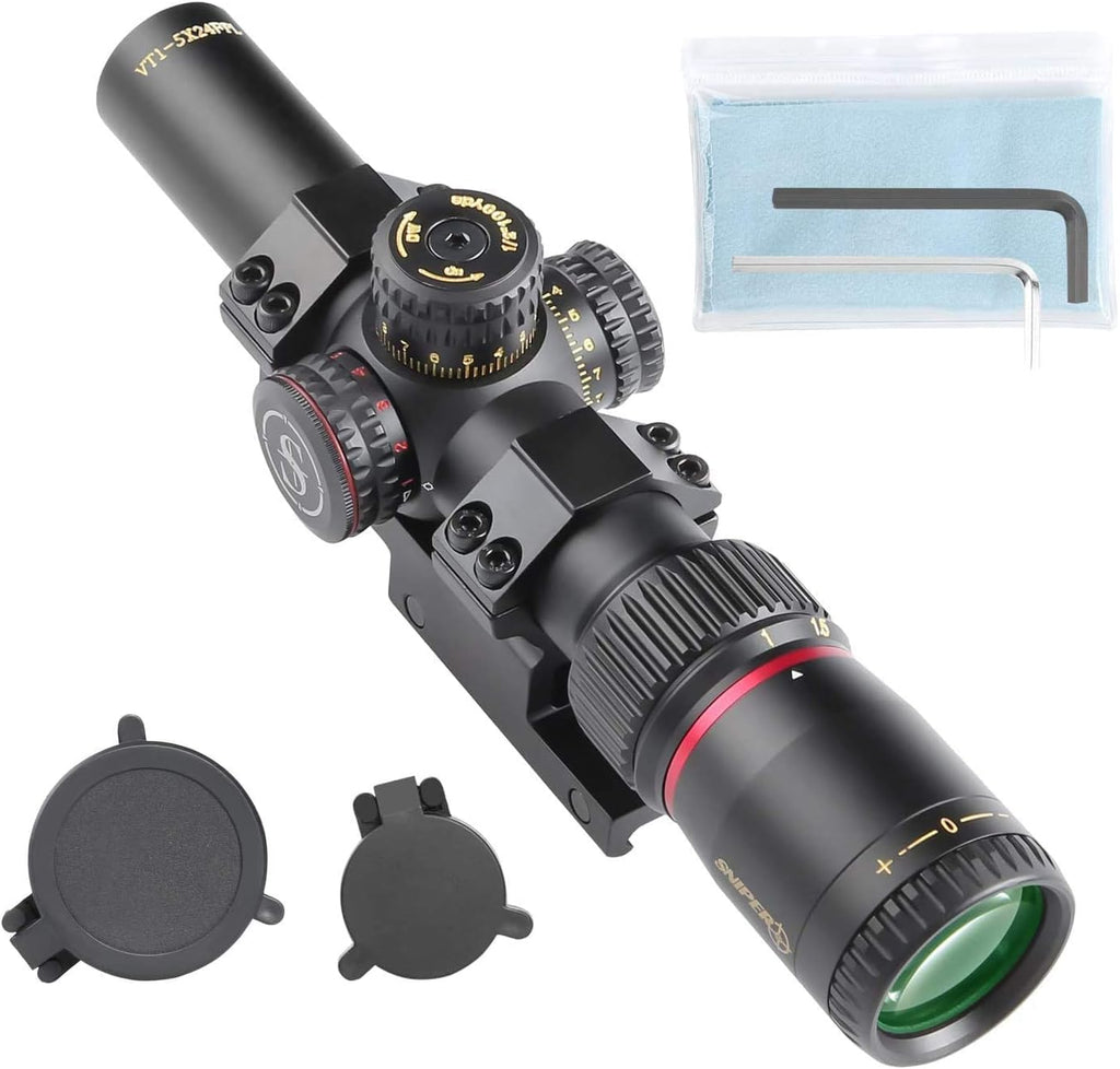 Red/Green Illuminated 30mm Tube Rifle Scope 1-5X24 First Focal Plane N974