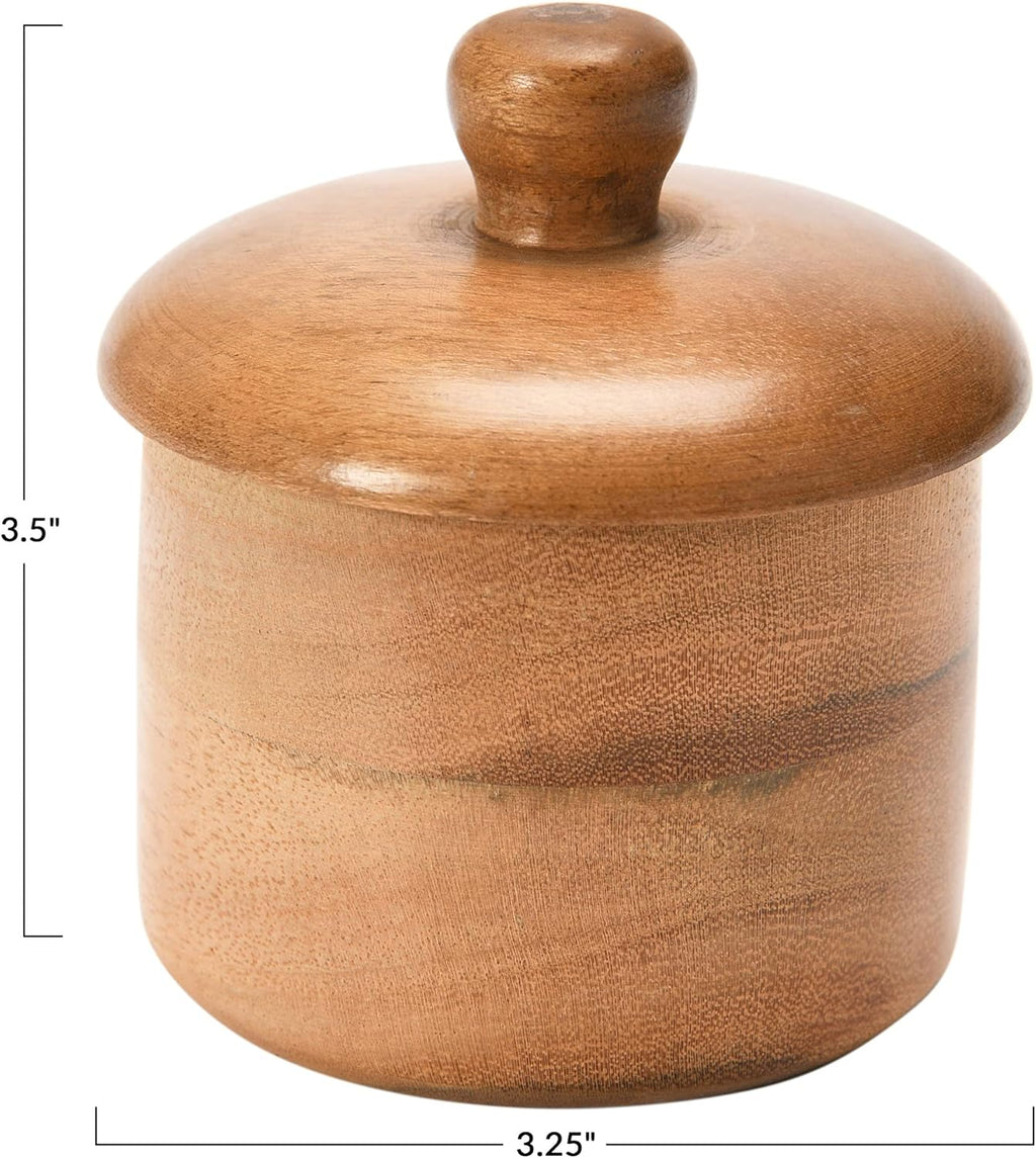Acacia Wood Spice Container with Lid Jar, Natural Pack of 2 F87042