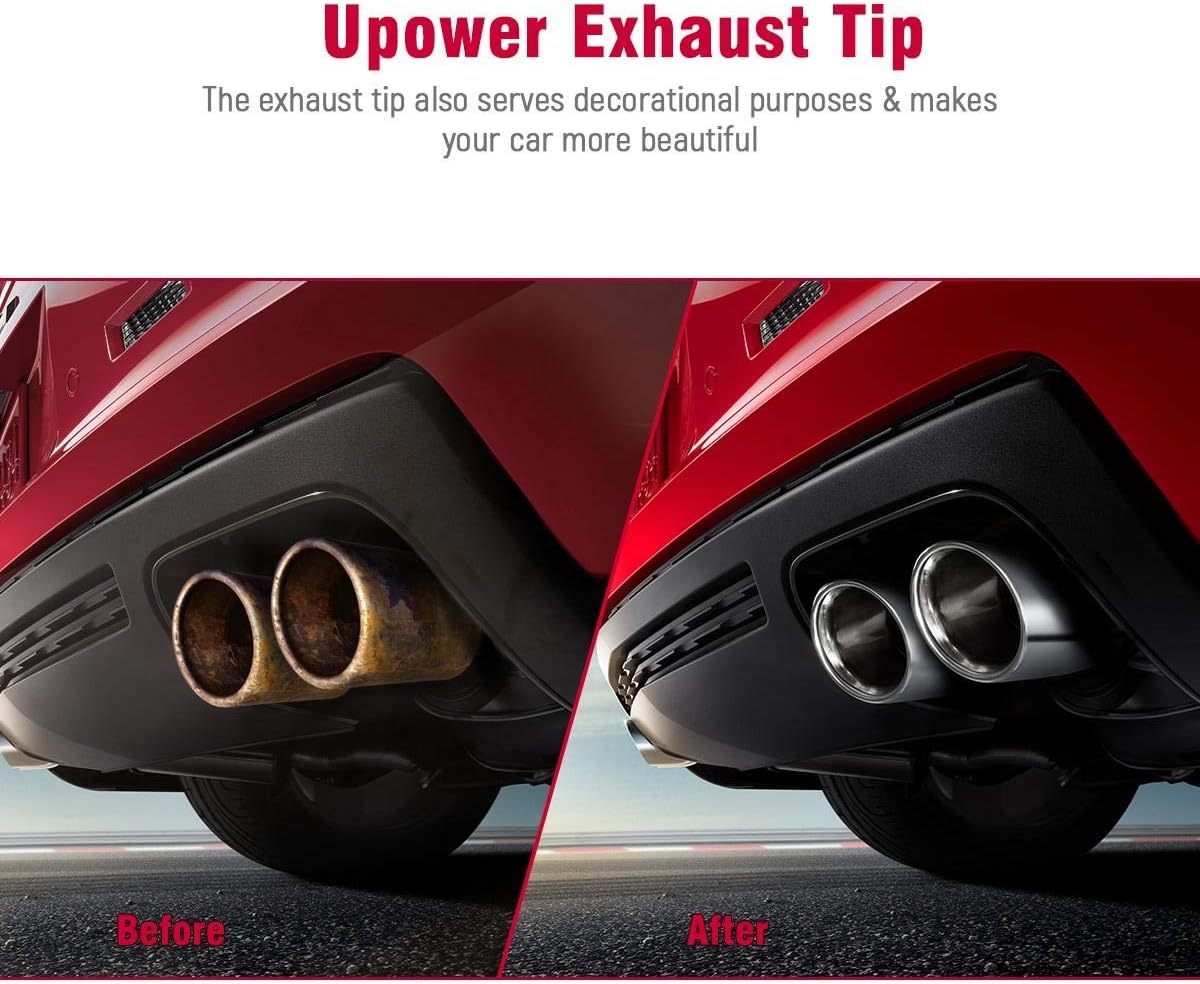 2PCS 2.25 Inlet 3 Outlet 304 Stainless Steel Exhaust Tailpipe Tips J570