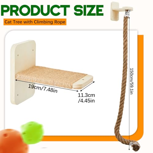 Wall Mounted Cat Tree with Scratching Post Y567