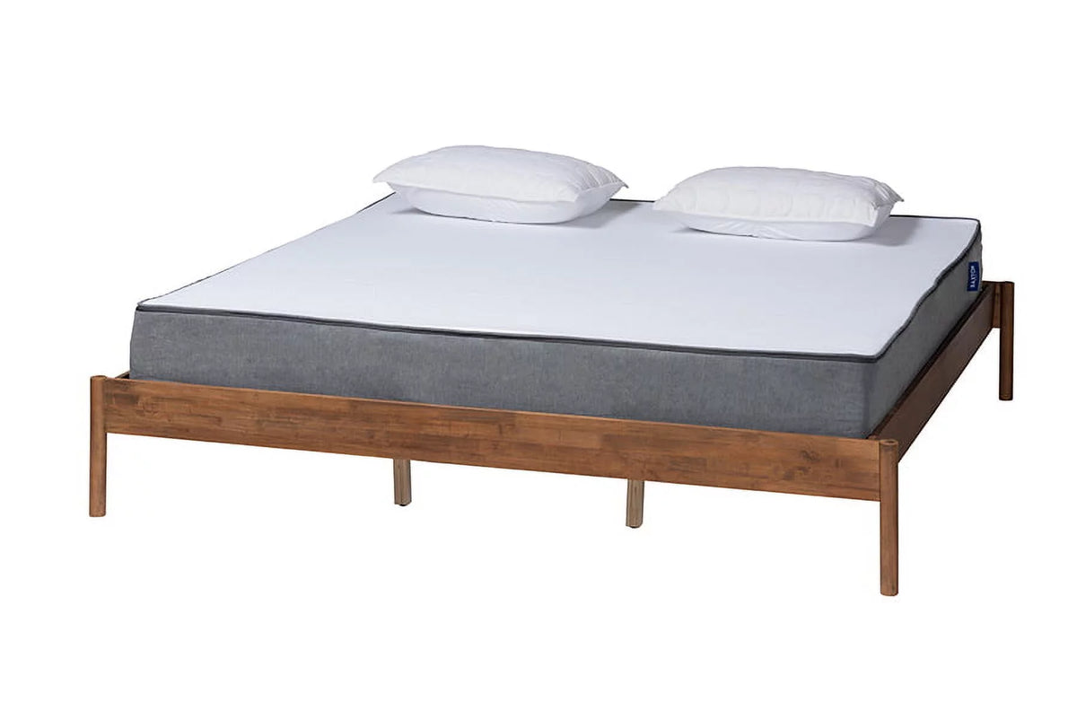Ash Walnut Finished Wood Queen Size Bed Frame F8924