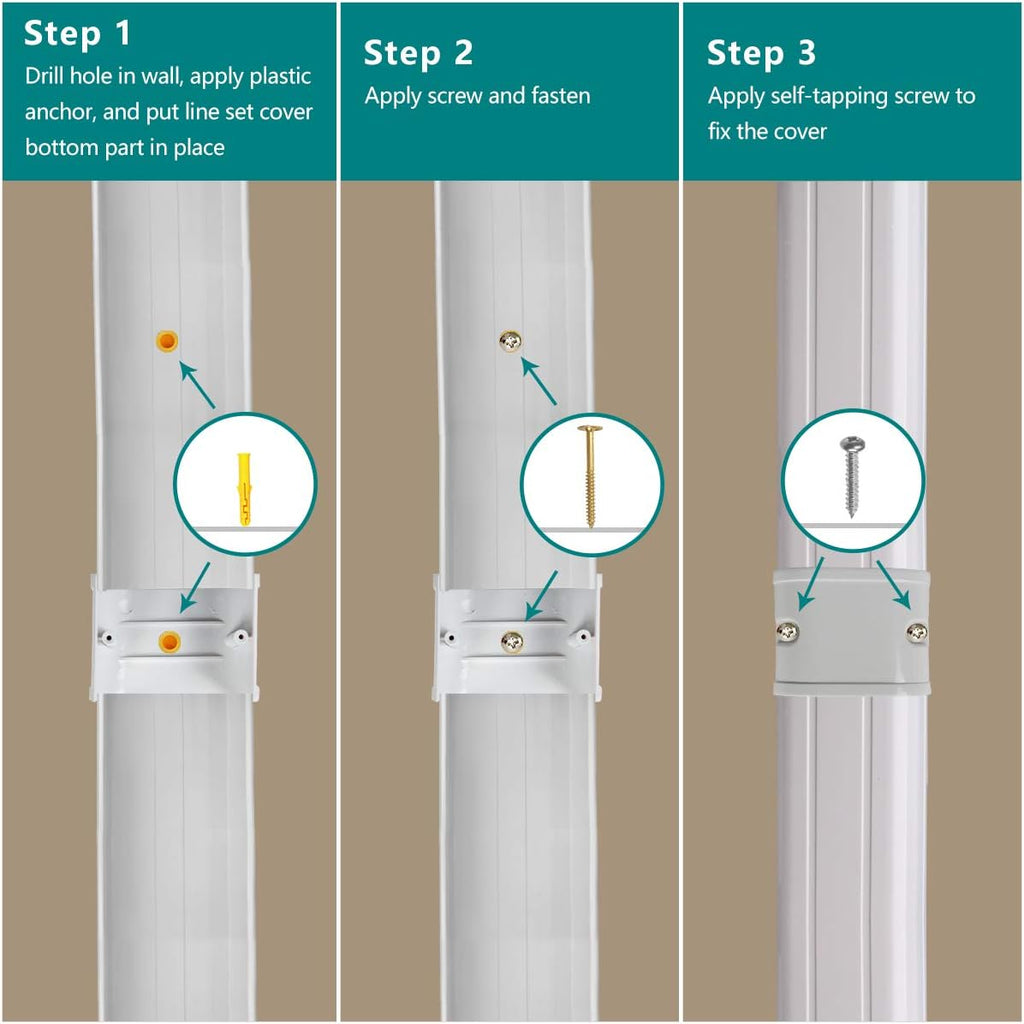PVC Decorative Air Conditioner Line Set Cover Kit, 3in W, 9ft L, Pack of 2 G944