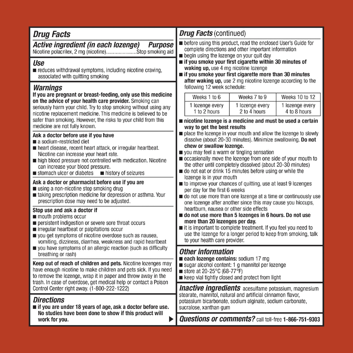 Nicotine Lozenge, 2 mg, Cinnamon Flavor, 108 Count Q14745