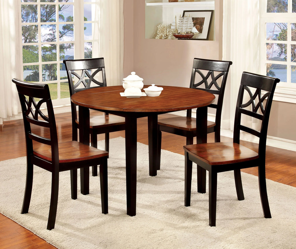 Black and Cherry Wood Dining Chairs, Set of 2 T294