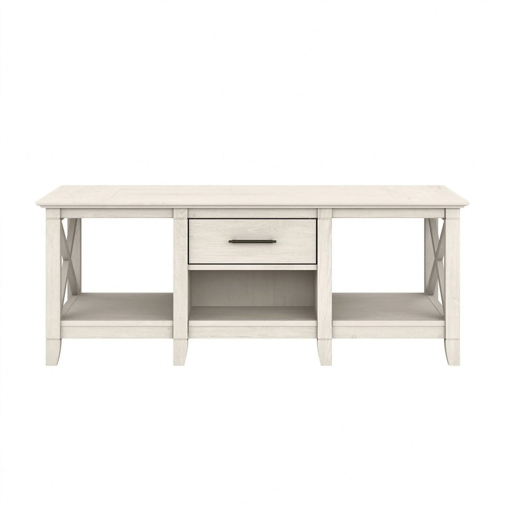 White Engineered Wood Coffee Table with Storage F339